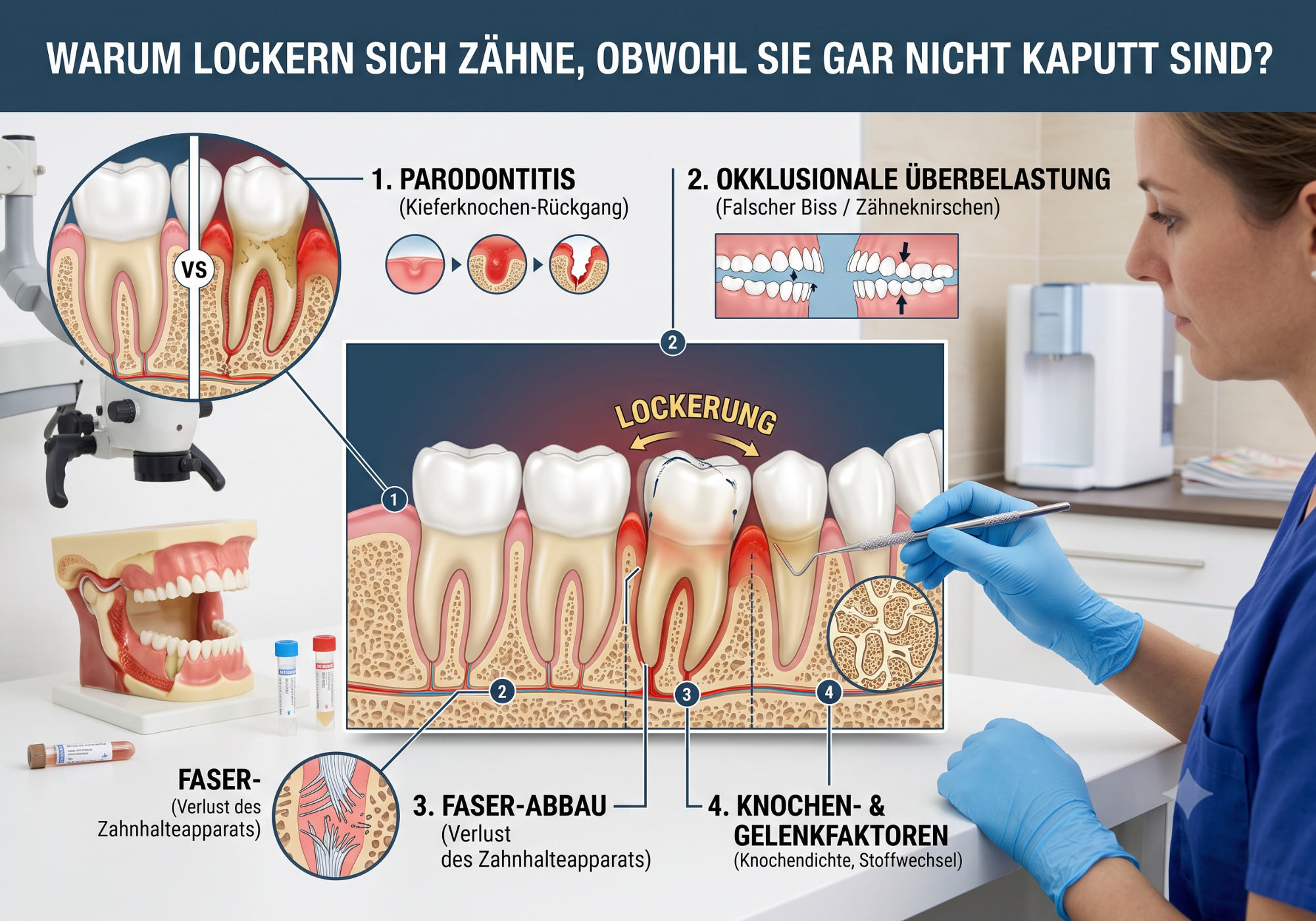 Warum lockern sich Zähne, obwohl sie gar nicht kaputt sind?
