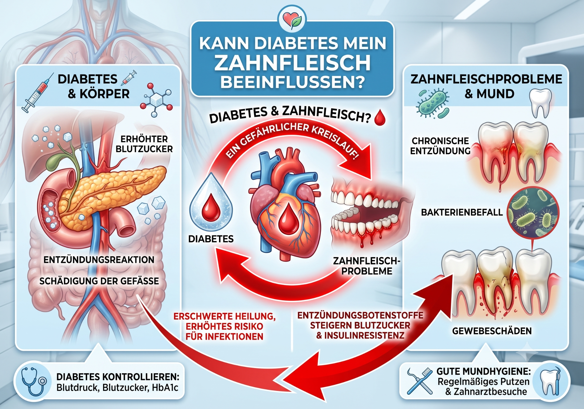 Kann Diabetes mein Zahnfleisch beeinflussen? Diabetes & Zahnfleisch? 🩸 Ein gefährlicher Kreislauf!