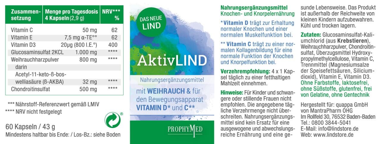 AktivLIND mit Weihrauch und für den Bewegungsapparat Vitamin D* und C**
