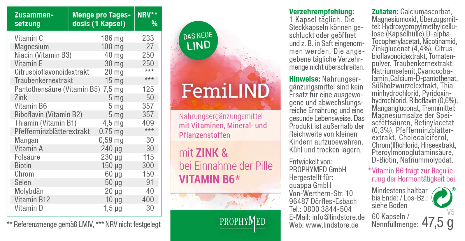 FemiLIND – Optimaler Nährstoffmix zur Gesunderhaltung der Frau – unser Renner seit 1987