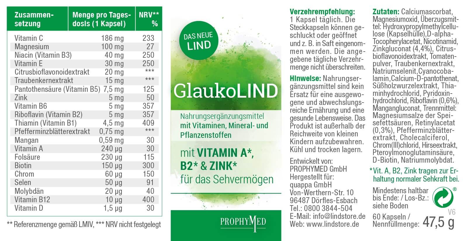 GlaukoLIND – Multivitaminkapseln mit Augenvitamine für die Augen – 21 Zutaten = 1.000-facher Nutzen