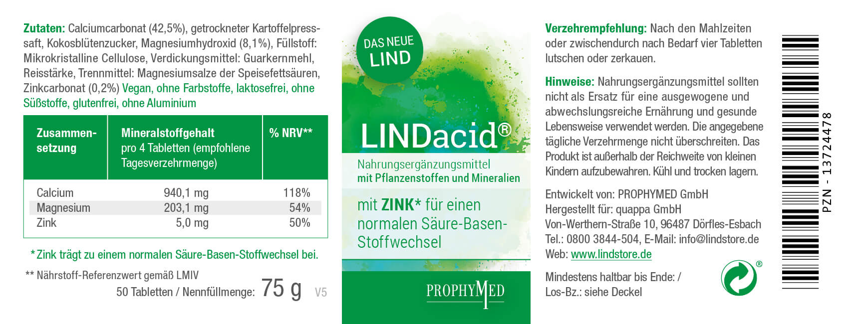 LINDacid – Zur Unterstützung einer gesunden Säure-Basen-Balance – 8.760 Stunden Wohlbefinden an 365 Tagen
