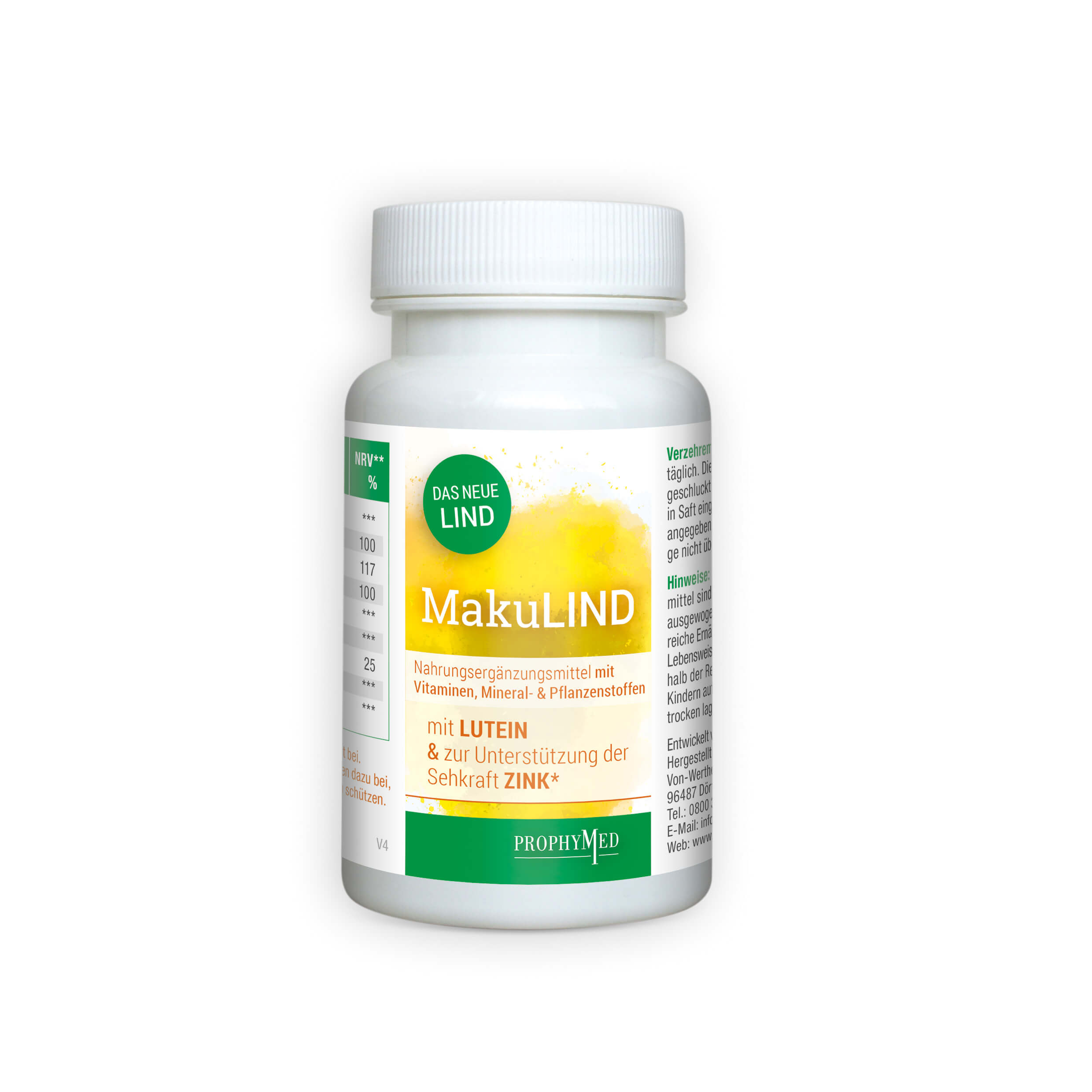MakuLIND – Mit hochwirksamen Augen-Nährstoffen**, Mineralstoffen und Vitamin C* sowie E* gegen oxidativen Stress – 32,200mg für Deine Augen